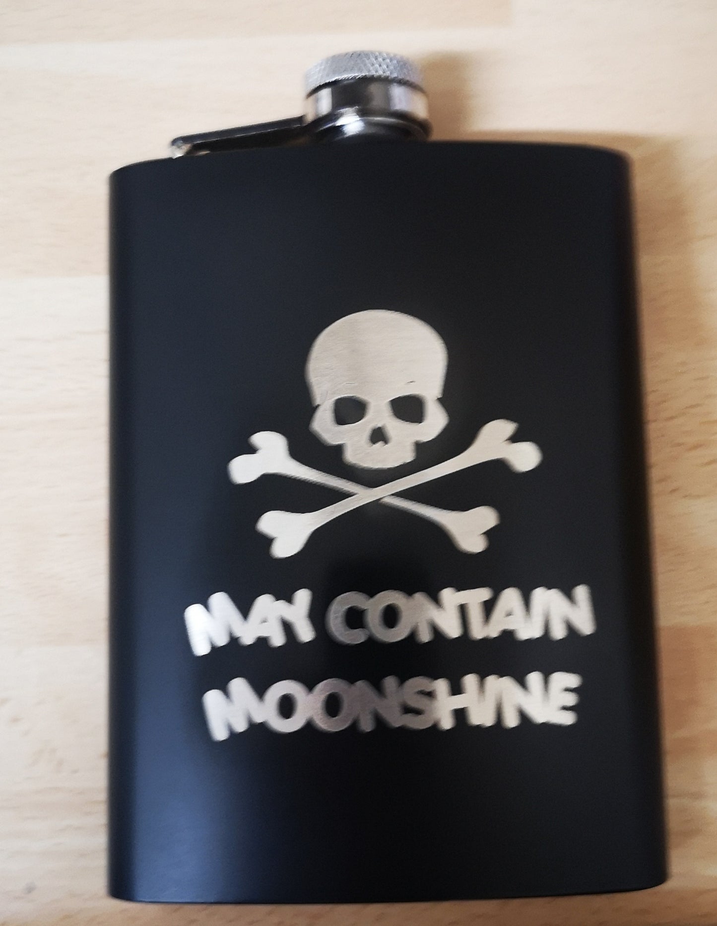 MOONSHINE SKULL AND BONES of 8OZ STAINLESS STEEL HIP FLASK