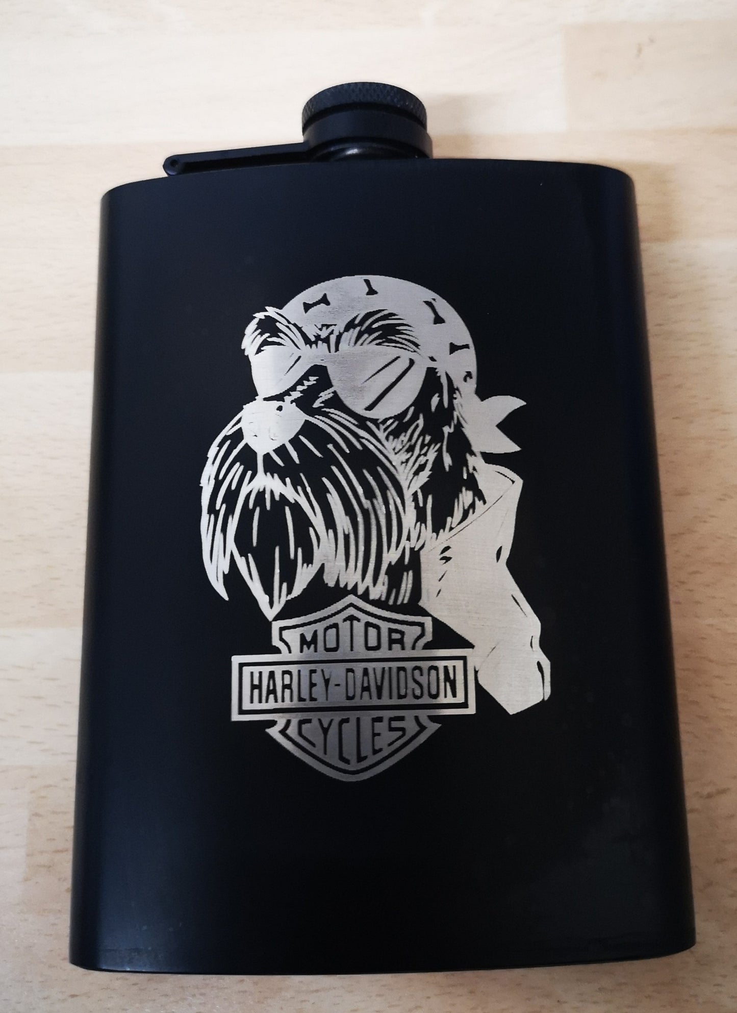 HARLEY DOG F 8OZ STAINLESS STEEL HIP FLASK